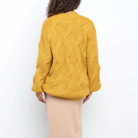 #25 BRAND NEW WITH TAGS PETAL & PUP VITERBO KNIT SWEATER IN MUSTARD - Picture 3 of 7